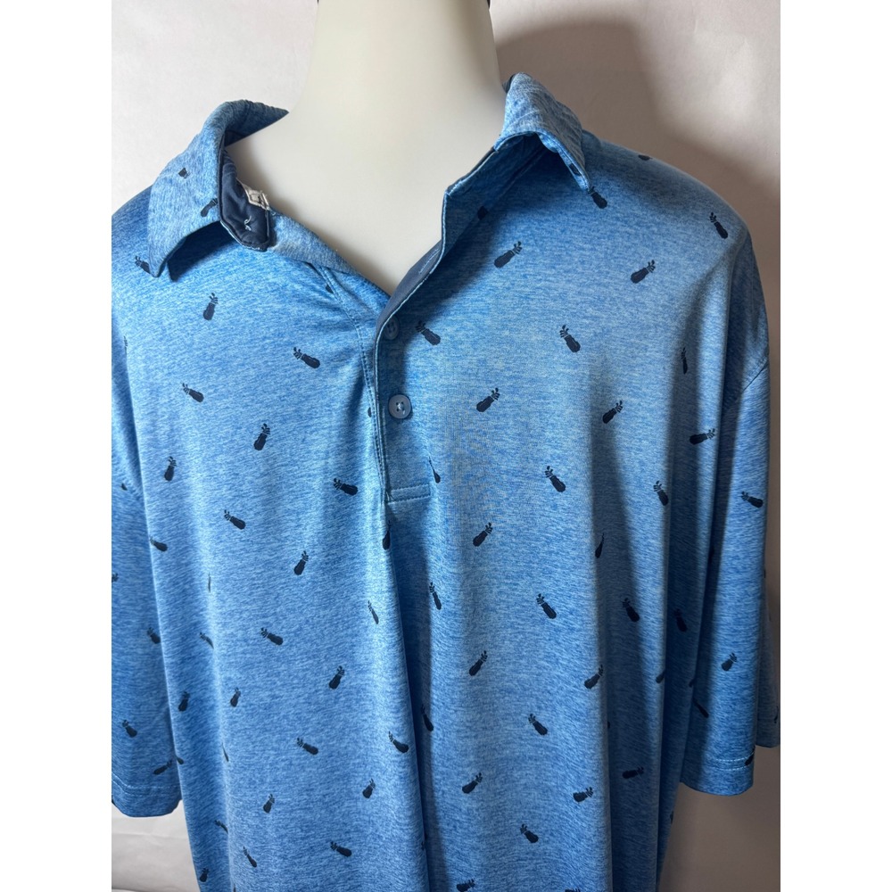 Men's Walter Hagen Golf Polo Shirt Golf Carts Print Short Sleeve Blue Size XL